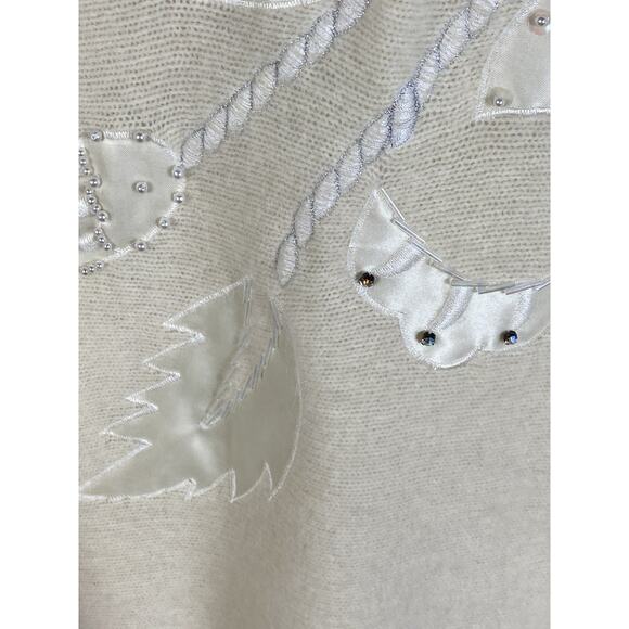 Carducci Angora Sweater Women’s Medium Cream Embellished Holiday Glam Retro ‘80s - Picture 6 of 16